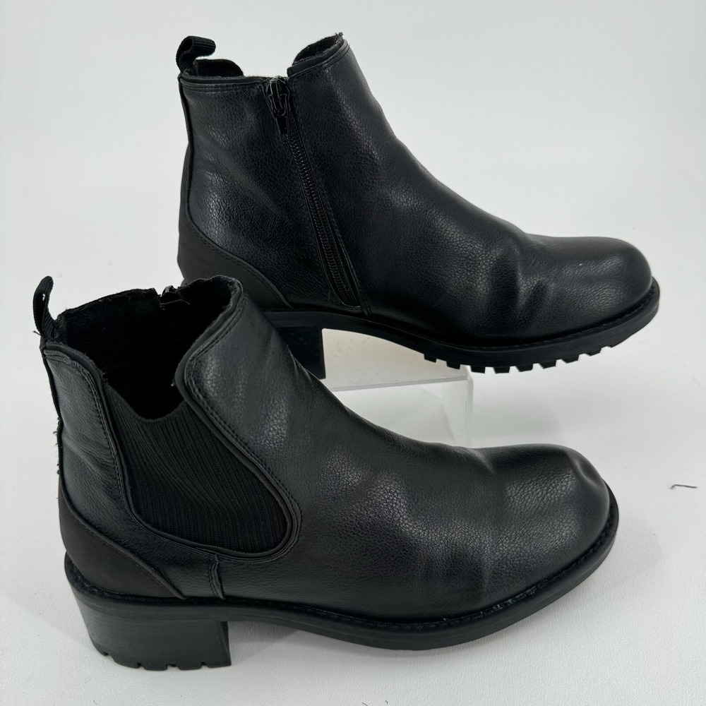 B-52 by Bullboxer Ankle Boots WOMENS Black Side Zip Round Toe Casual SIZE 9